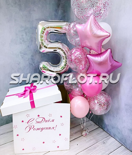 Оформление шарами для девочки с коробкой-сюрприз