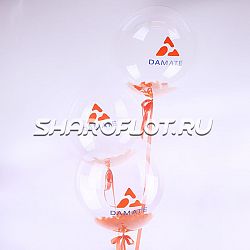 Фонтан прозрачных шаров 45см с перьями и надписью