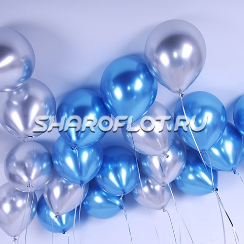 Шарики Серебро Синий Хром 30см