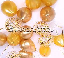 Шары на потолок Золотое Ассорти с Белым 30см