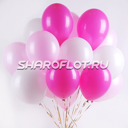 Шары Белые Розовые Фуксия 30см