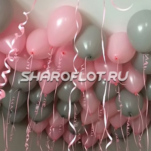 Шары розовые, серые 30см