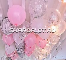 Шары розовые, белые с рисунком, прозрачные 30см