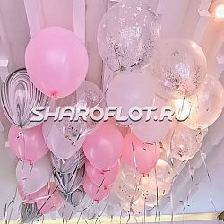 Шары розовые, белые с рисунком, прозрачные 30см