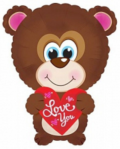 Шар Мишка с сердцем 50см