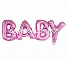 Шар Надпись Baby розовая 81см