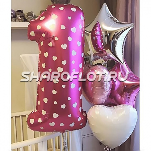 Фонтан из шаров с цифрой 1