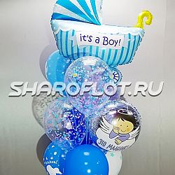 Фонтан из шаров с коляской