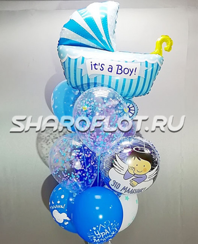 Фонтан из шаров с коляской