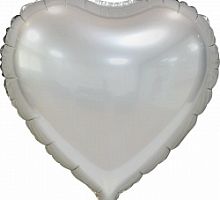 Шар Сердце Серый сатин 40см