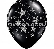 Шары Оникс черные звезды, 30см