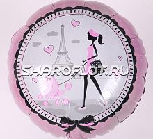 Круг Девушка с собачкой Париж 40см