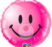 Воздушный шар смайл круг розовый