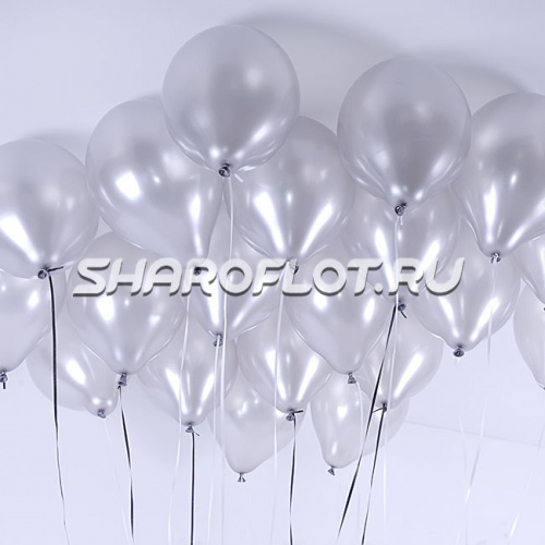 Шары Серебро металлик на потолок 30см