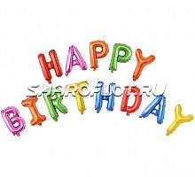 Шар Надпись Happy Birthday Ассорти