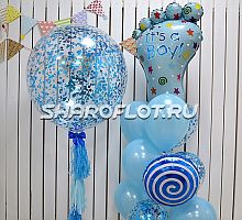 Композиция из шаров на выписку мальчика