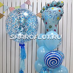 Композиция из шаров на выписку мальчика