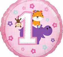 Шар круг «Первый день рождения девочки»