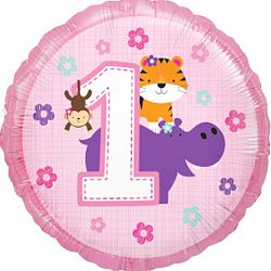 Шар круг «Первый день рождения девочки»