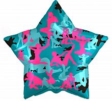 Шар Звезда Камуфляж девушки 45см