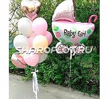 Композиция шаров на выписку из роддома девочке №4