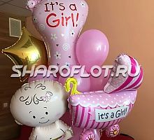 Букет шаров на выписку девочка