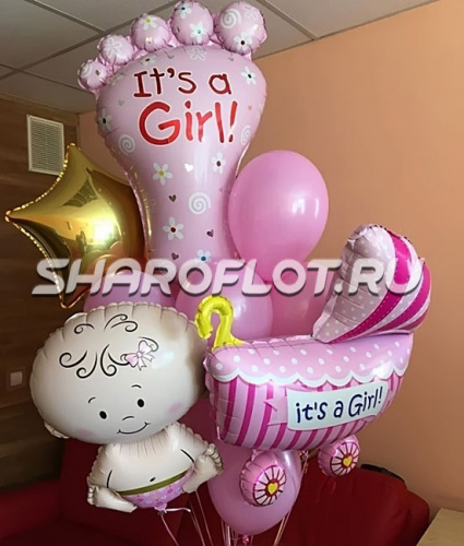 Букет шаров на выписку девочка