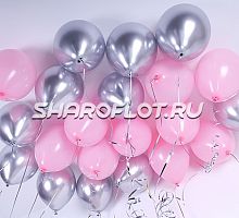 Шары Розовые Серебро Хром 30см