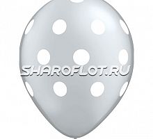 Шары Серебряный в белый горошек, 30см