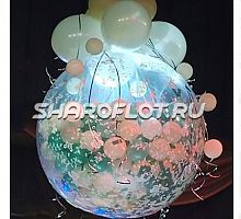 Шар-сюрприз Свадебный с подсветкой 70см