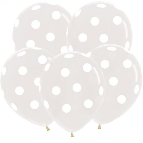 Прозрачные шары в Белый горох 30см