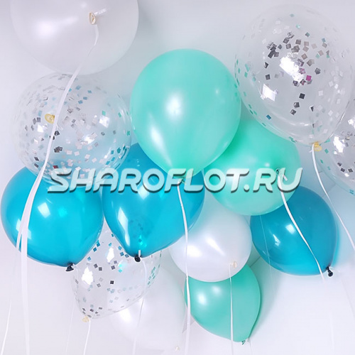 Шарики Тиффани Серебро Белые 30см