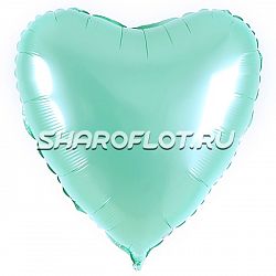 Шар Сердце Мятный сатин 40см