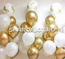 Фонтан из белых и золотых шаров