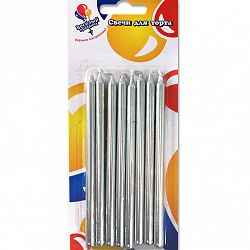 Свеча для торта Серебряные 8шт (12см)