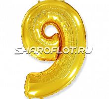 Шар Цифра 9 Золото 85см