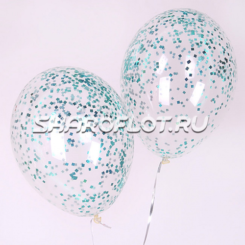 Прозрачные шары с конфетти Тиффани 30см