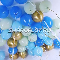 Шарики на потолок Синий Голубой Золото Оливковый 30см