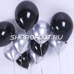Шары Черные Серебро хром 30см
