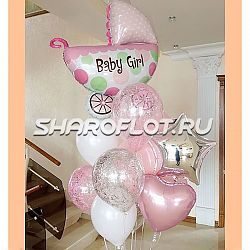 Букет с коляской для девочки