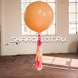 Большой шар с тассел гирляндой Персиковый