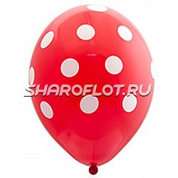 Шар Красный (белый горох) 30см