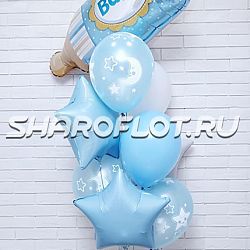 Фонтан шаров на выписку из роддома, мальчик