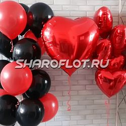 Композиция с фонтаном шаров мужу