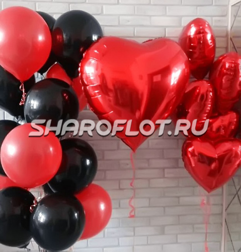 Композиция с фонтаном шаров мужу