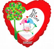 Воздушный шарик из фольги Сердце Влюбленные птички