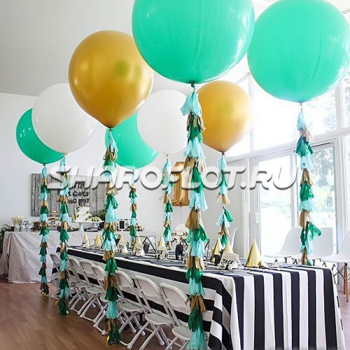 Большой шар с тассел гирляндой Мятный Большой шар с тассел гирляндой Мятный