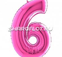 Шар Цифра 6 Розовая 85см
