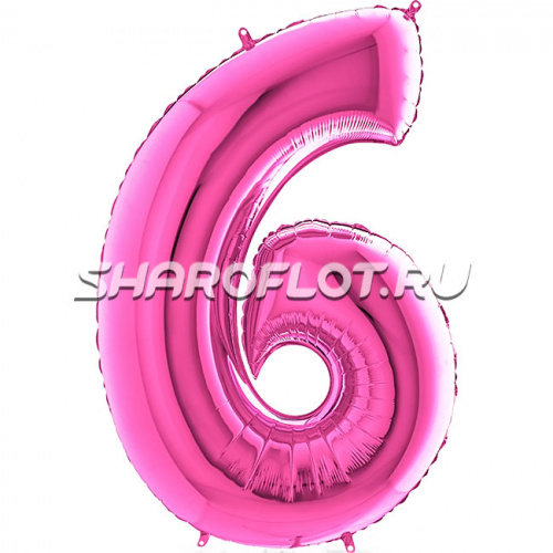 Шар Цифра 6 Розовая 85см
