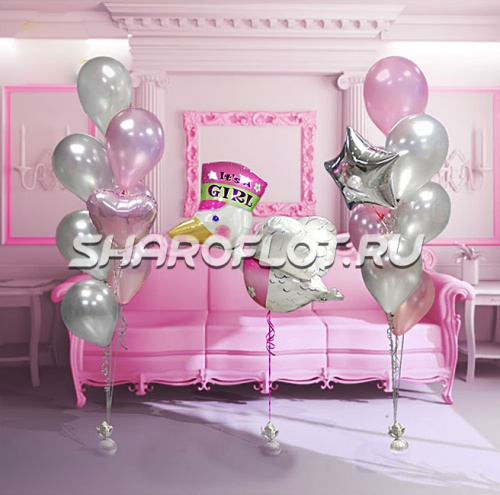 Композиция из шаров с Аистом